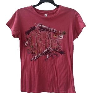 Graphic Pistol Annie Tee in Rose Red